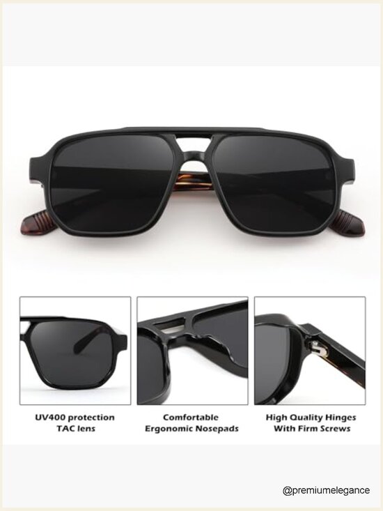 Vintage Square Aviator Sunglasses, 70s Rectangle UV400 Small Frame main image 6
